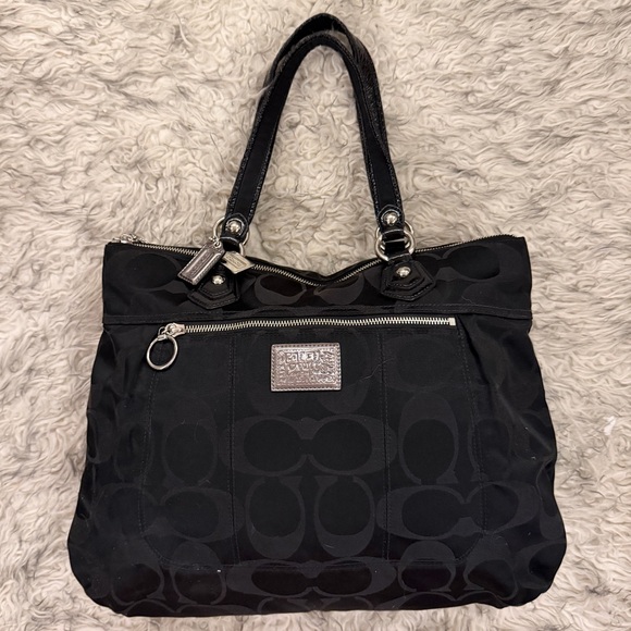 Coach Handbags - Coach Poppy Signature Canvas Tote Bag - Black